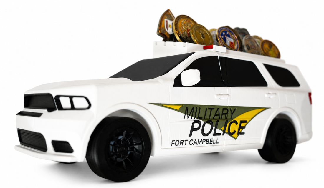 Dodge Durango MP Cruiser Coin Holder | Military Police Challenge Coin Display | Law Enforcement Desk Decor | Veteran Gift