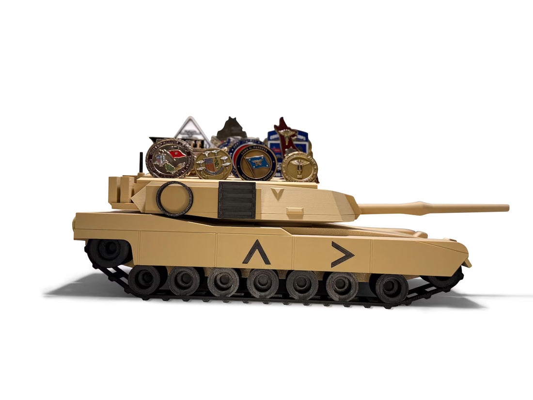 Military M1 Abrams Tank Challenge Coin Holder | Rotating Turret