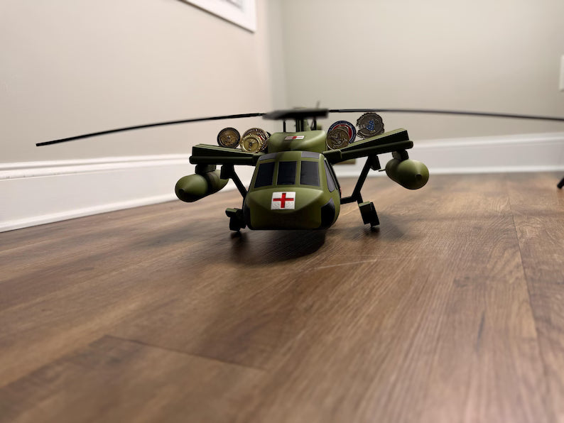 Blackhawk Helicopter Coin Holder | UH-60 Challenge Coin Display | Military Desk Decor | Army Gift