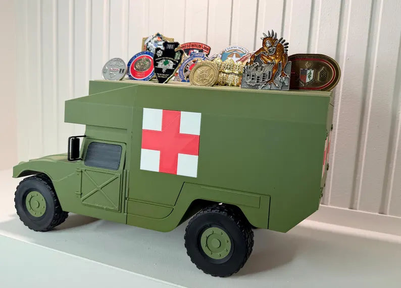 M988 MEDEVAC HMMWV Coin Holder | 3D Printed Military Ambulance Display