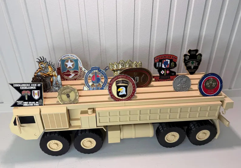 Army Wrecker Coin Holder | Military Recovery Vehicle Challenge Coin Display | 88M 91B Veteran Gift