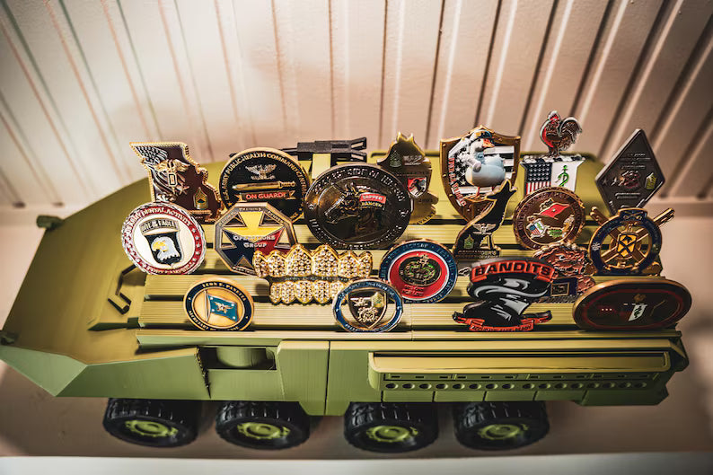 Stryker Coin Holder | Army Combat Vehicle Challenge Coin Display | Military Desk Decor | Veteran Gift
