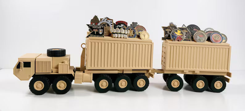 M1075 HEMTT PLS Coin Holder | Army Truck Desk Decor | Veteran Gift