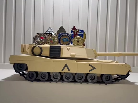 Military M1 Abrams Tank Challenge Coin Holder | Rotating Turret